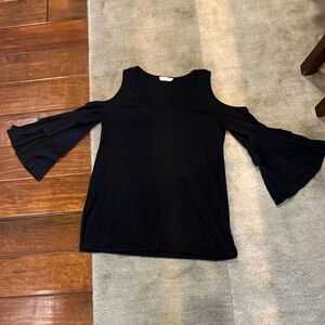 Promesa,cold shoulder black blouse, size small